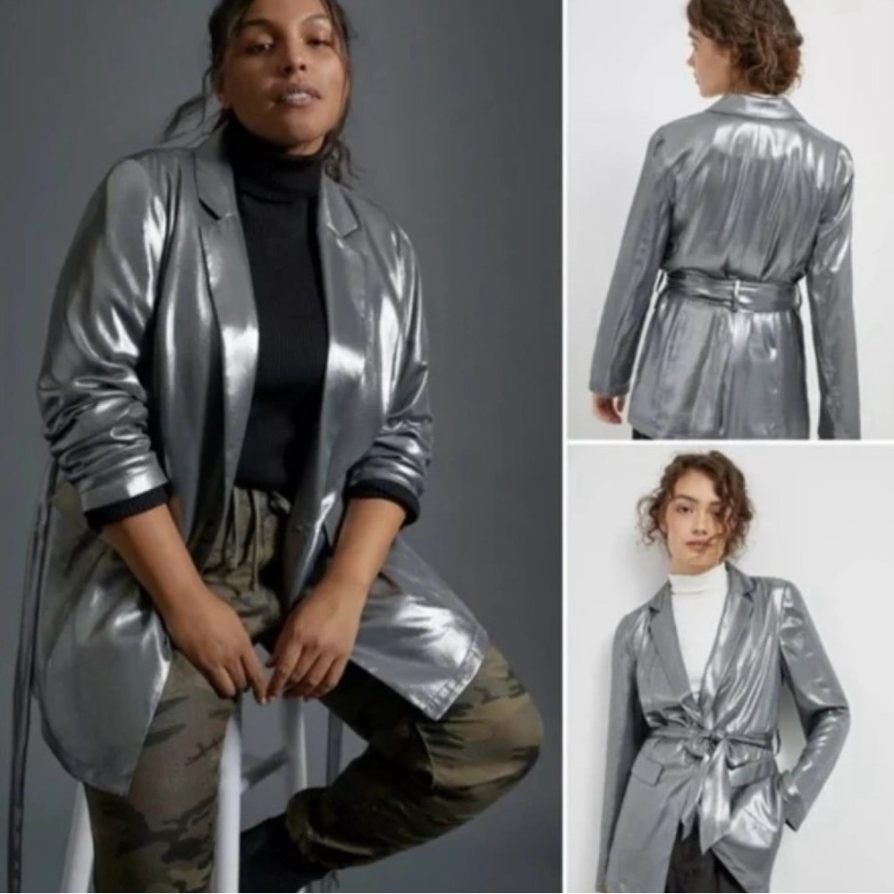 Maeve by Anthropologie - Zada metallic waist tie belt Blazer size 4